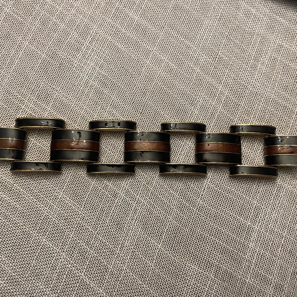 Statement Tortoise And Black Enamel Link Bracelet - image 1